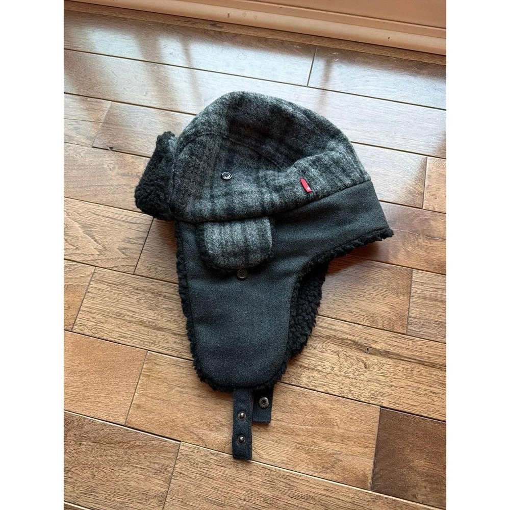 Mens Levis Flannel Trapper Winter Sherpa Hat Cap Small/Medium